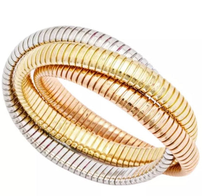 Triple cobra bangle bracelet in gold tone, alternate view, 700B768