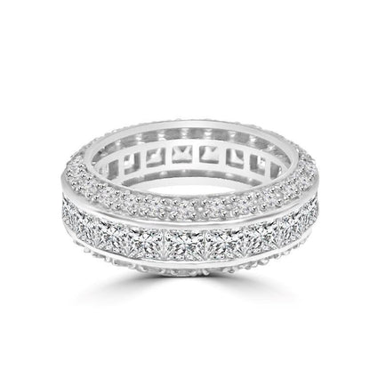 Triple dimension Square Zirconite Cubic Zirconia Sterling Silver Eternity band Ring.600R13061