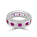 Triple dimension Square Zirconite Cubic Zirconia Sterling Silver Eternity band Ring.600R13061