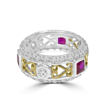 Two-tone cubic zirconia stackable eternity band ring, alternate view, 600R13060