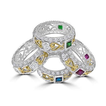 Two-tone cubic zirconia stackable eternity band ring, alternate view, 600R13060