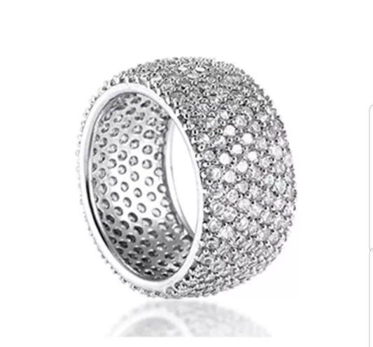 Wide micro pavé cubic zirconia eternity band ring, main view, 705R415114