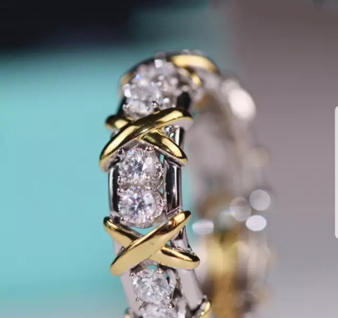 X design cubic zirconia eternity band ring, alternate view, 825R052