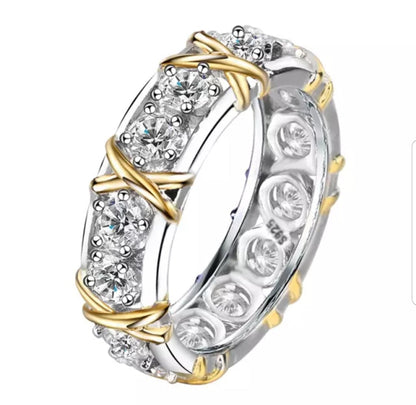 X design cubic zirconia eternity band ring, alternate view, 825R052