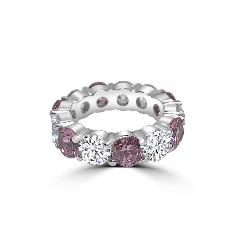 5CT TW Zirconite Cubic Zirconia Sterling Silver all around Eternity band Ring. RC38Color