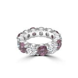 5CT TW Zirconite Cubic Zirconia Sterling Silver all around Eternity band Ring. RC38Color